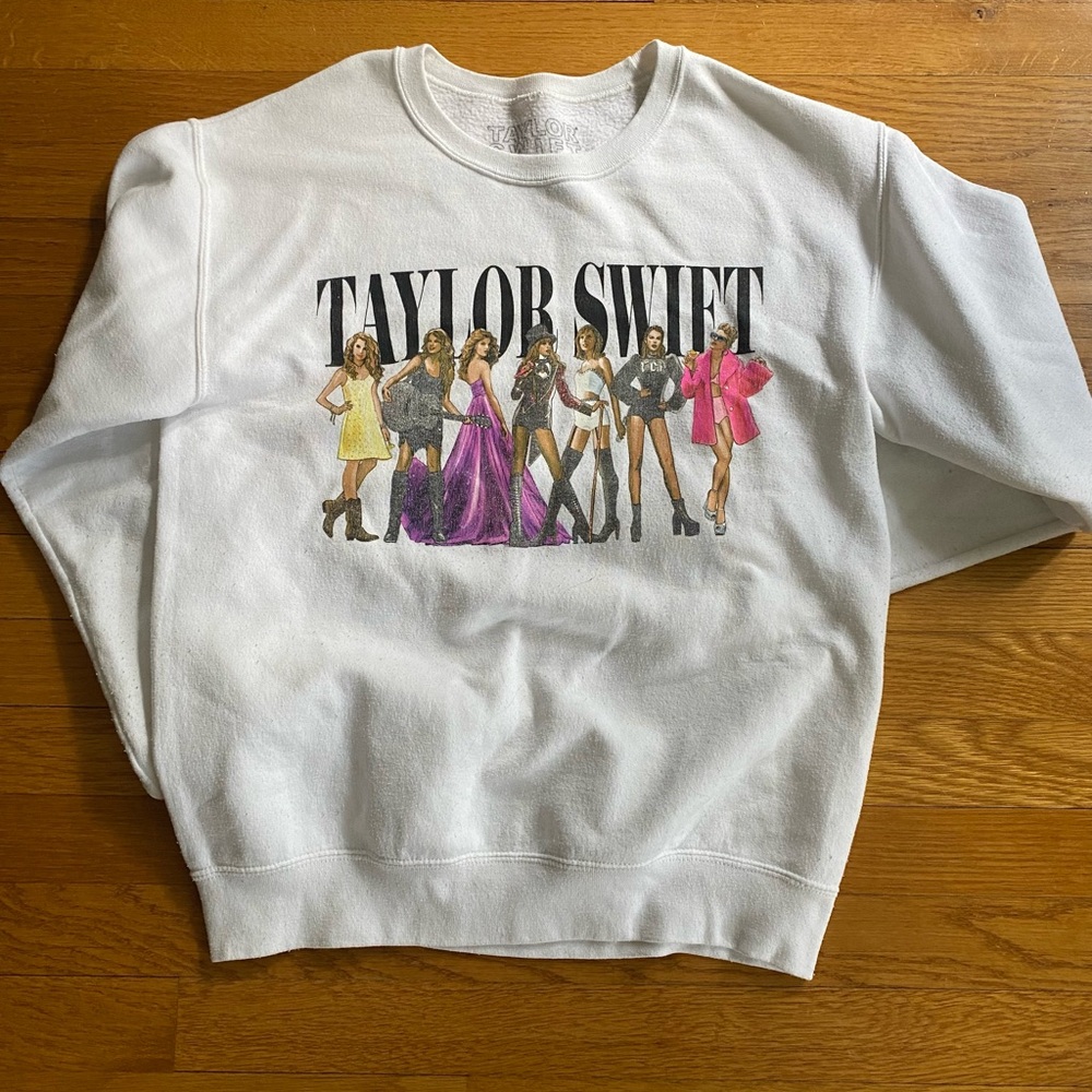 Taylor Swift White Sweatshirt with Multicolor Design